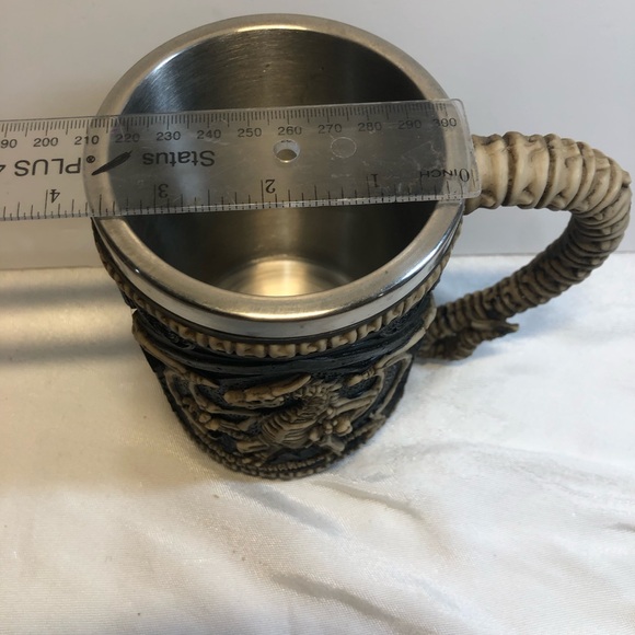 Pacific Giftwar Skeleton Dragon Skull Tankard Stein 16oz Stainless Steel Insert - Picture 2 of 12